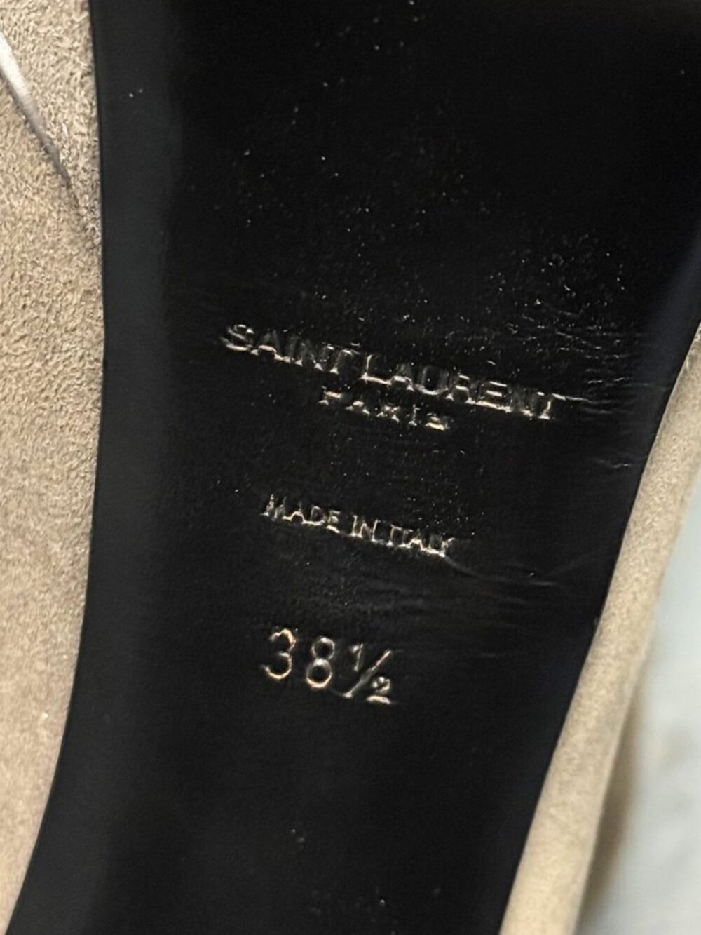 SAINT LAURENT JANIS Dark Grey Suede Leather Platform Stiletto Pumps Shoes 38.5 - Picture 7 of 9